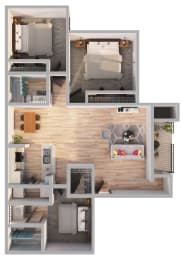 bedroom floor plan an in 3d