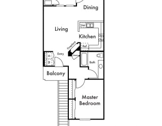 Albany One Bedroom One Bathroom Floor Plan
