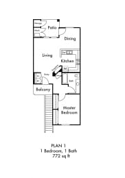 Albany One Bedroom One Bathroom Floor Plan