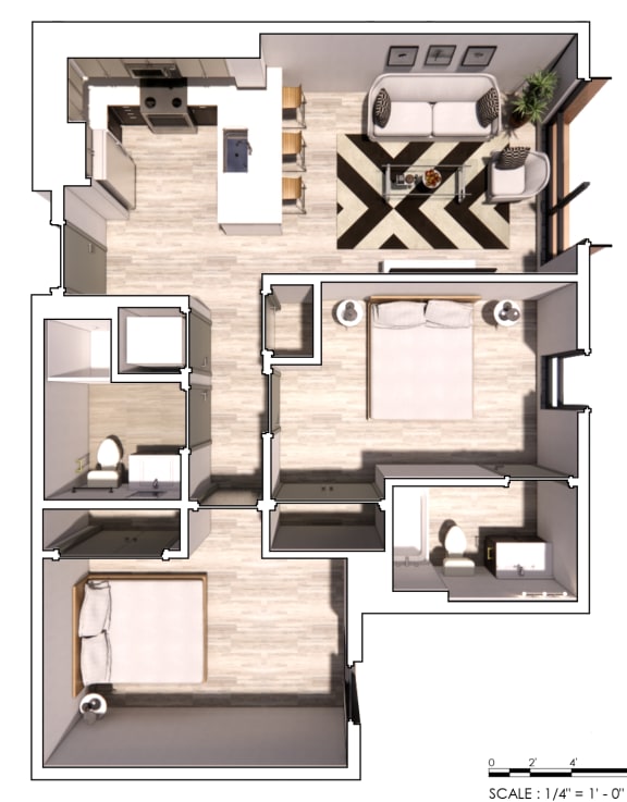 the floor plan of the house is included in this rendering