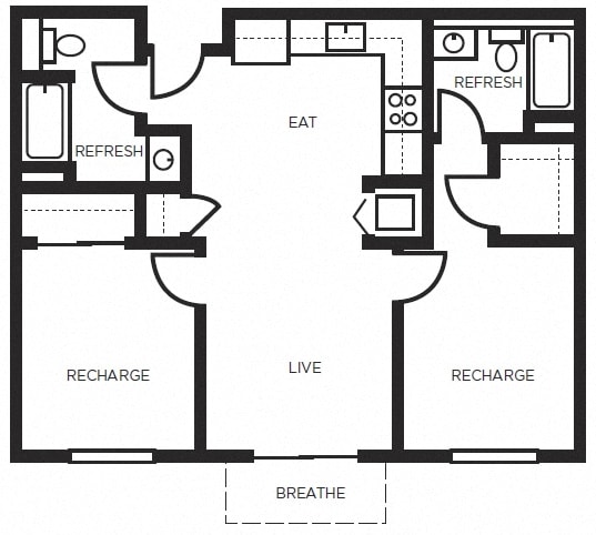 Two bedroom Floor Plans l 777 Broadway Apartments in Oakland