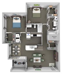 The Vineyards - B1 (Merlot) - 2 Bed 2 Bath - 2D Floor Plans