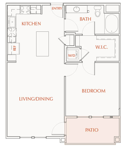 A3 - 1Bed 1Bath - 858SF - 2D