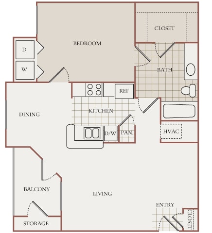 The Vineyards - A1 (Cabernet) - 1 Bed 1 Bath - 2D Floor Plans