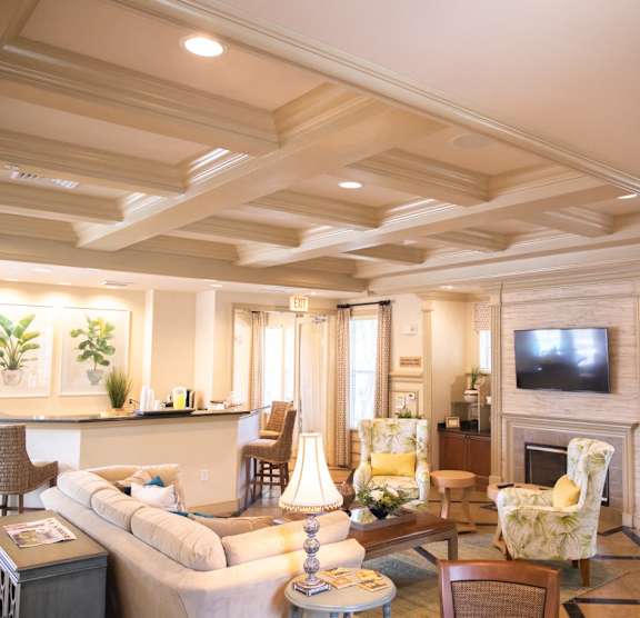 A living room with a fireplace and a television. at Northlake Park Apartments, Florida, 32827