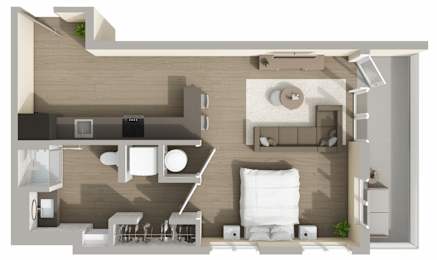 S4 Floor Plan at Harbor Side at Conwood Flats Apartments in Uptown Memphis, TN