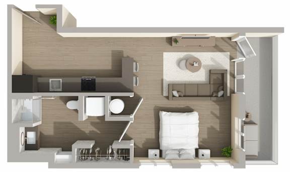 S4 Floor Plan at Harbor Side at Conwood Flats Apartments in Uptown Memphis, TN