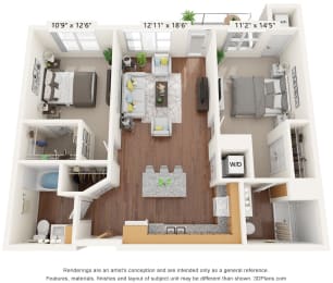 2B Floor Plan at Brighton Oaks, New Brighton, 55112
