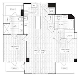 C2a floor plan at Dock 79, District of Columbia