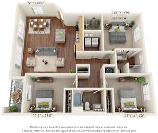Three Bedroom - 3 bath floor plan H E (60%) Floor Plan at South Range Crossings, Parker, CO, 80134