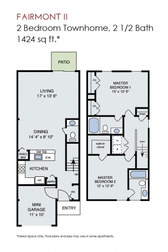Floor Plan  Fairmont II - 2 Bedroom Townhome