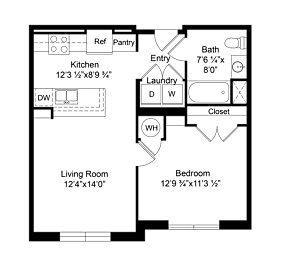 a floor plan of a small house with a bedroom and a living room