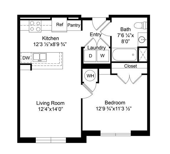 a floor plan of a small house with a bedroom and a living room