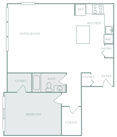 Harbor Hill Apartments floor plan A5 - 1 bed 1 bath - 2D