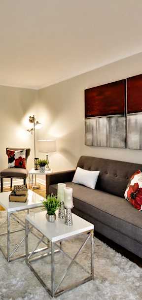 a living room with a couch and a coffee table