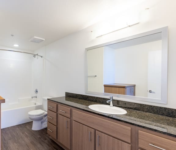 the preserve at ballantyne commons community bathroom with sink toilet and shower