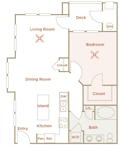 Quinn Crossing - Blue Ridge - 1 bedroom - 1 bath - 2D floor plan