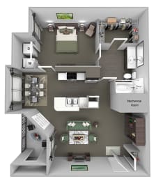 The Vineyards - A1 (Cabernet) - 1 Bed 1 Bath - 3D Floor Plans