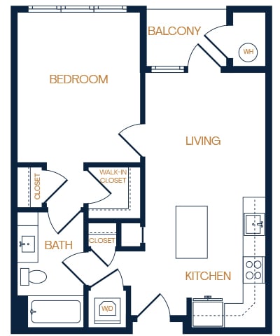 The Airdrie at Paoli Station - A1 - 1 Bed 1 Bath - 2D Floor Plan