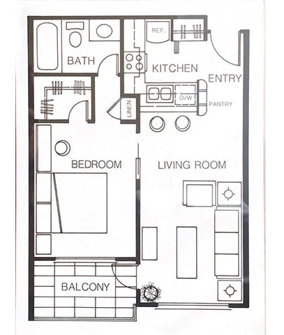 1x1floorplan 1x1floorplan at Huntington Terrace North Senior, Huntington Beach, CA