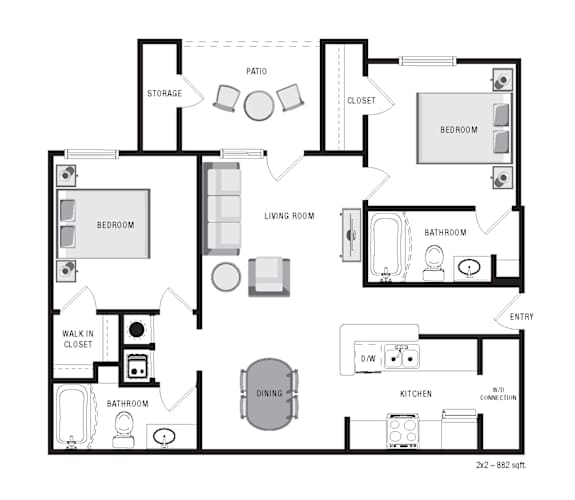 Floor Plan  Hooper Pointe Two Bedroom Floor Plan