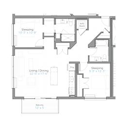 Floor Plan Two Bedroom D1