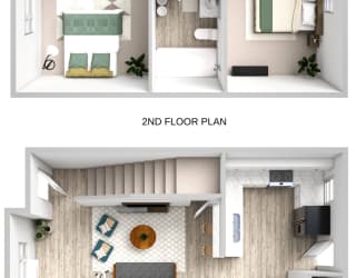 Jenna Village Apartments Two Bedroom 3D Floor Plan