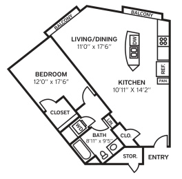 889 sq ft floorplan