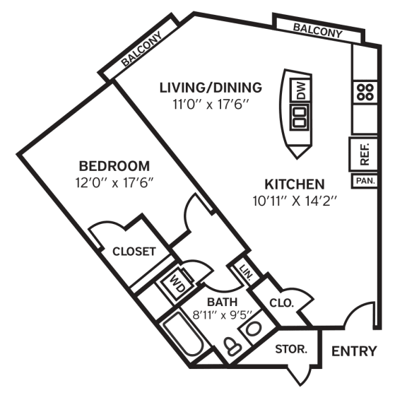Floor Plan  889 sq ft floorplan