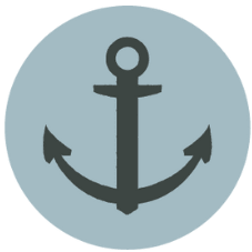 An anchor symbol is centered in a light blue circle.