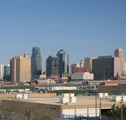 City skyline, Jazz District Apartments, Kansas City, MO