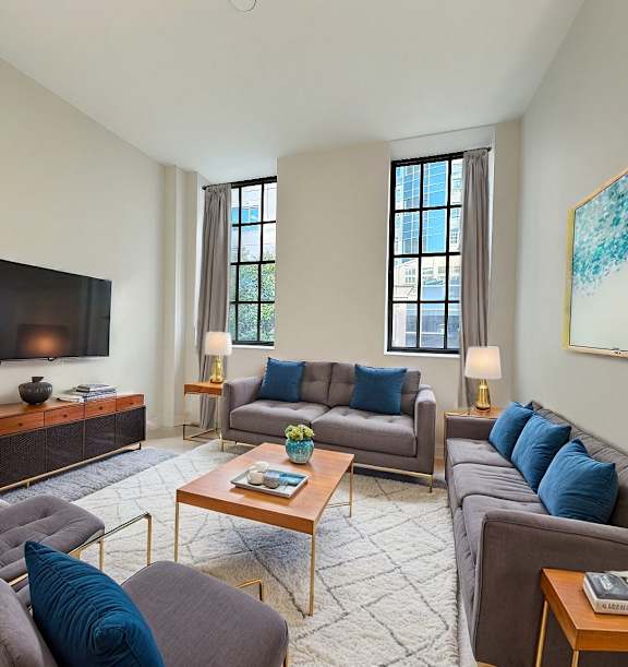 Living Room at The Bell Apartments, Trenton, NJ, 08608