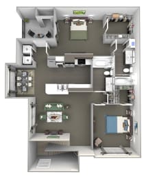 The Vineyards - B3 (Syrah) - 2 Bed 2 Bath - 3D Floor Plans