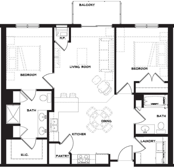 2 bed 2 bath Unit E2