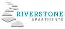 A logo for Riverstone Apartments featuring a staircase made of stones.