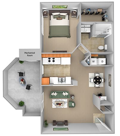 Barton Vineyard - A2 (Provence) - 1 bedroom and 1 bath - 3D
