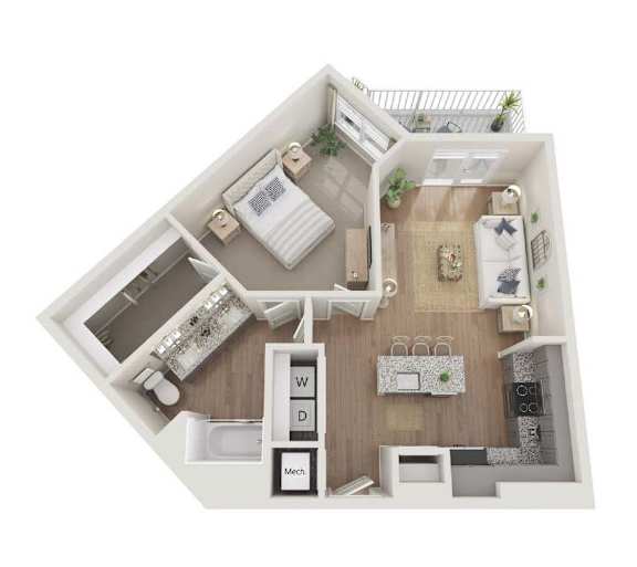 A 3 bedroom apartment with 1 bathroom is 814 square feet.