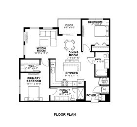 2 Bed 2 Bath Floor Plan | 1,080 Sq. Ft.  at The Prescott, Austin, 78745