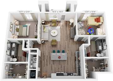 2 Bed 2 Bath Floor Plan | 1,204 Sq. Ft. at Livingston Flats Apartments, Chesterfield, VA