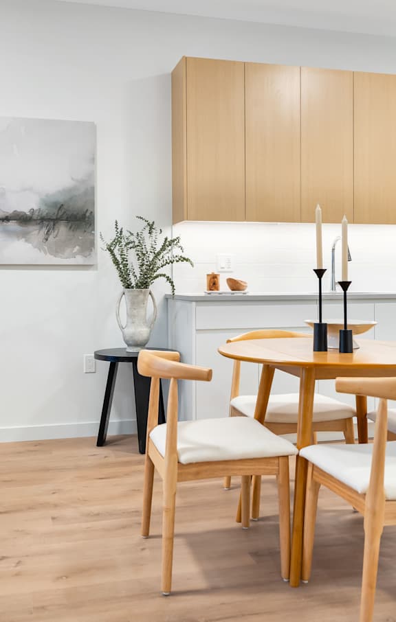 A Kitchen With Dining Table at Hue Soul Apartments, East Orange