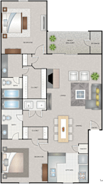 A floor plan of a house with a bedroom, bathroom, living room, kitchen, and dining room.