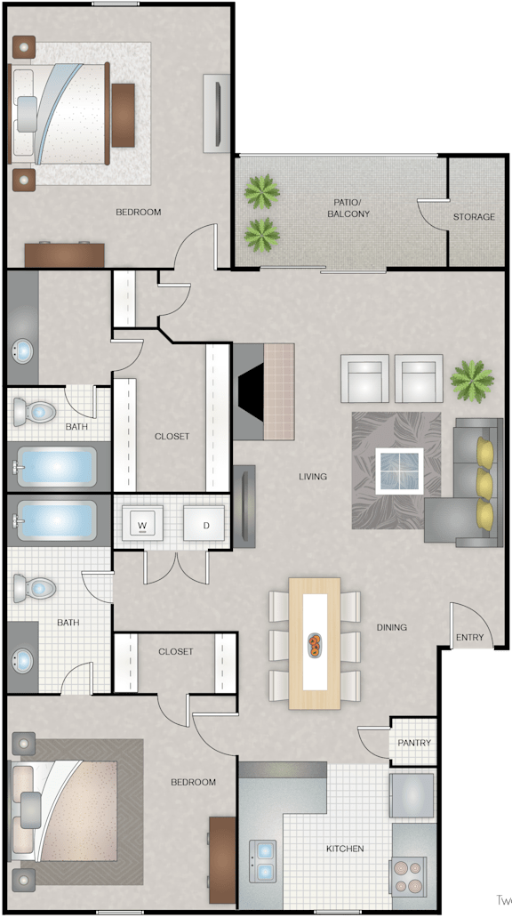 A floor plan of a house with a bedroom, bathroom, living room, kitchen, and dining room.