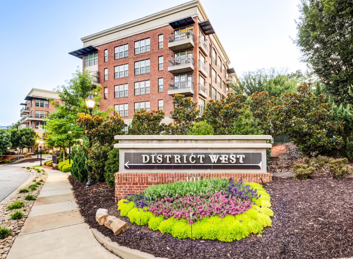 District West Apartments monument sign and entry - Greenville, SC