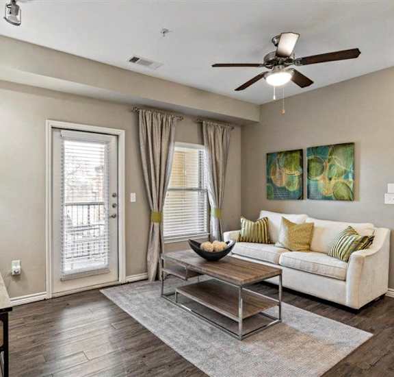 a living room with a couch and a coffee table