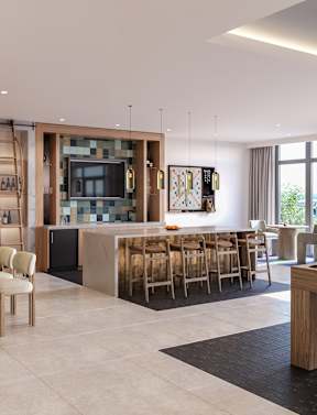 Community kitchen at The Franklin at Hawthorne, Hawthorne
