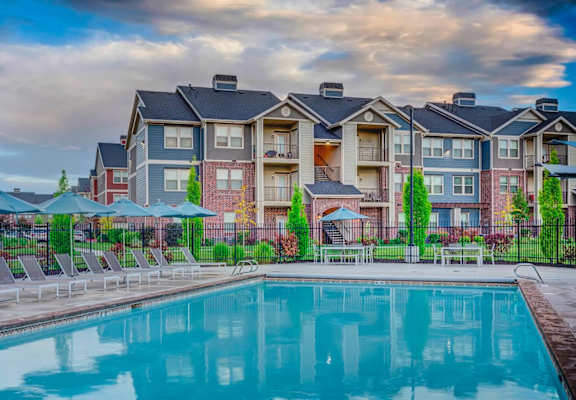 building exterior and outdoor pool