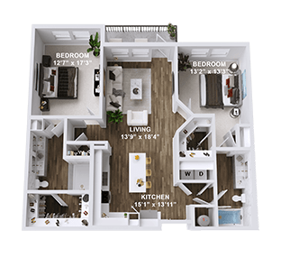 Floor Plan  Unit B2 at Parkway Crossings, Kissimmee, FL 34744