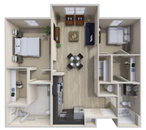  Floor Plan 2 Bed, 1 Bath