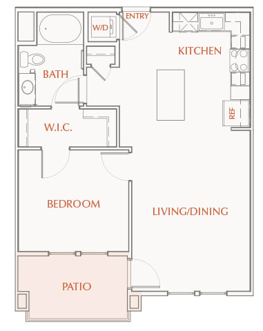 A2 - 1Bed 1 Bath - 762SF - 2D
