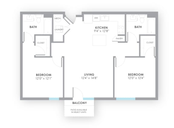 Fuse Floor Plan at AMP Apartments, PRG Real Estate, Louisville, KY